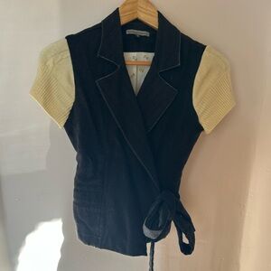 Chic Black Wrap Vest with Short Sleeves